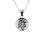 Dije De Plata Rostro De Cristo Medalla Circular con Cadena
