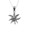 Dije De Plata Hoja De Marihuana Y Calavera con Cadena