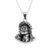 Dije De Plata Rostro De Cristo Grande Con Cadena C.20