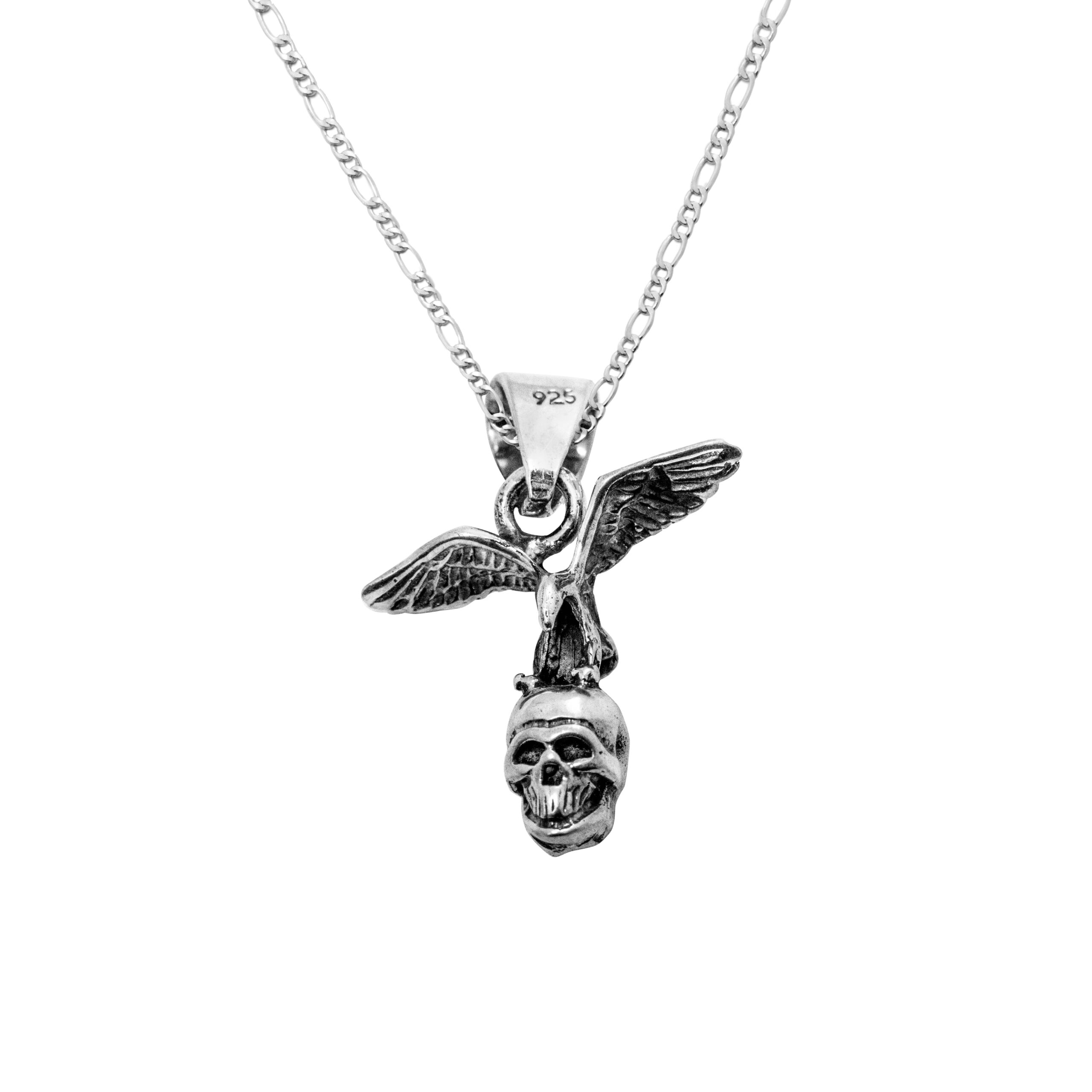 Dije De Plata Cráneo Calavera Con Águila con Cadena – Compra Tuya