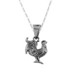 Dije De Plata Gallito Giro con Cadena