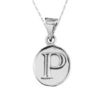Dije De Plata Letra P En Ovalo con Cadena