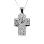 Dije De Plata, Cruz, Fe, Esperanza Y Caridad Grande con Cadena