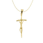 Dije De Oro 14 Kilates Cristo Papal Cadena 50 Cm