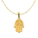 Dije De Oro 14 Kilates Mano De Fatima Cadena 60cm