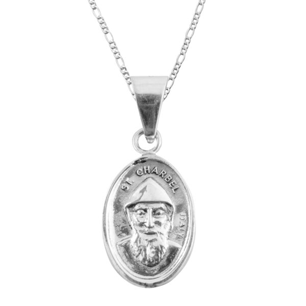 Dije de Plata San Charbel con cadena