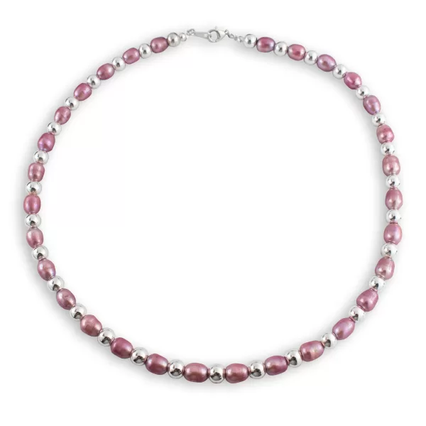 Collar de Plata y Perlas Rosa