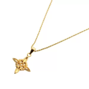 Dije de Oro 14 Kilates Nudo de Brujas cadena Torsal 60 cm
