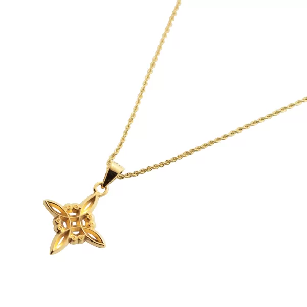 Dije de Oro 14 Kilates Nudo de Brujas cadena Torsal 60 cm