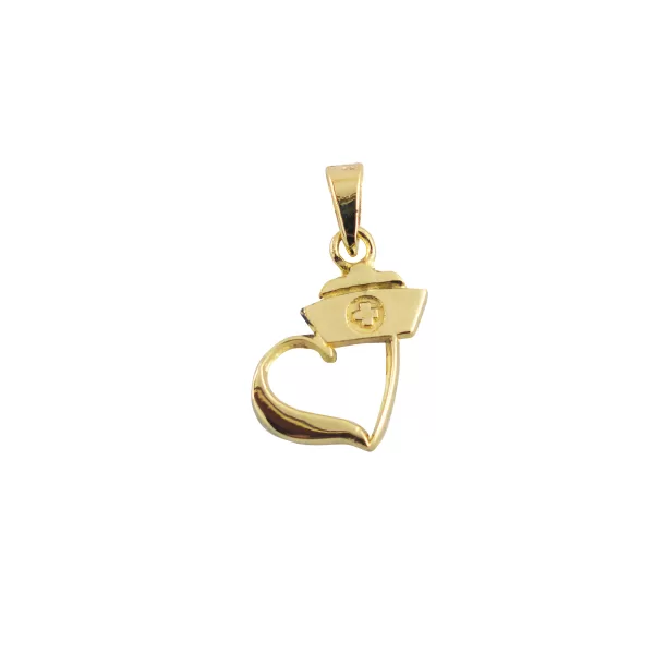 Dije de Oro 14 Kilates Cofia de Enfermera con Corazón