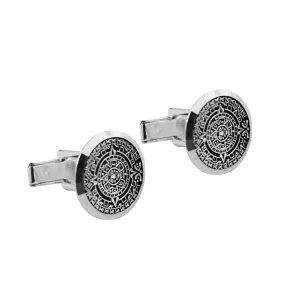 Mancuernillas de Plata Calendario Azteca