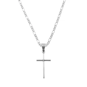 Dije de Plata Cruz Tubo Lisa con cadena