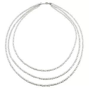 Collar Plata y Perlas de Rio 3 Hilos