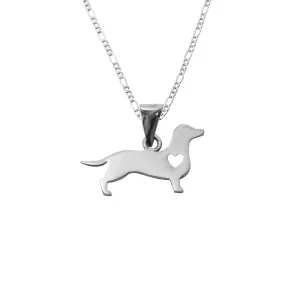 Dije de Plata Perro Salchicha con cadena