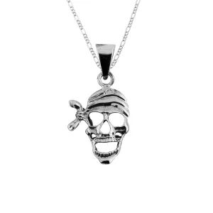 Dije de Plata Calavera Pirata con cadena