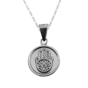 Dije de Plata Medalla Mano de Fatima con cadena
