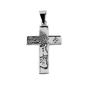 Dije de Plata Cruz Rostro de Cristo Grande
