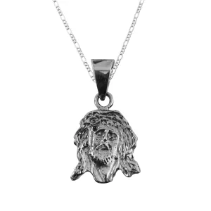 Dije de Plata Rostro de Cristo Mediano con cadena