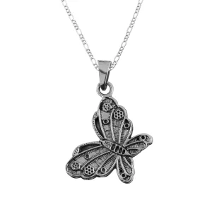 Dije de Plata Mariposa Monarca Grande con cadena