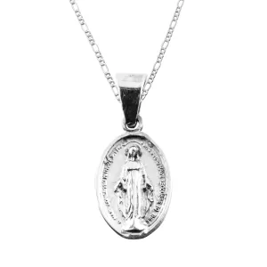 Dije de Plata Medalla Virgen Milagrosa con cadena