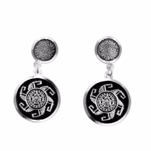 Aretes de Plata Calendario Azteca y Sol Azteca