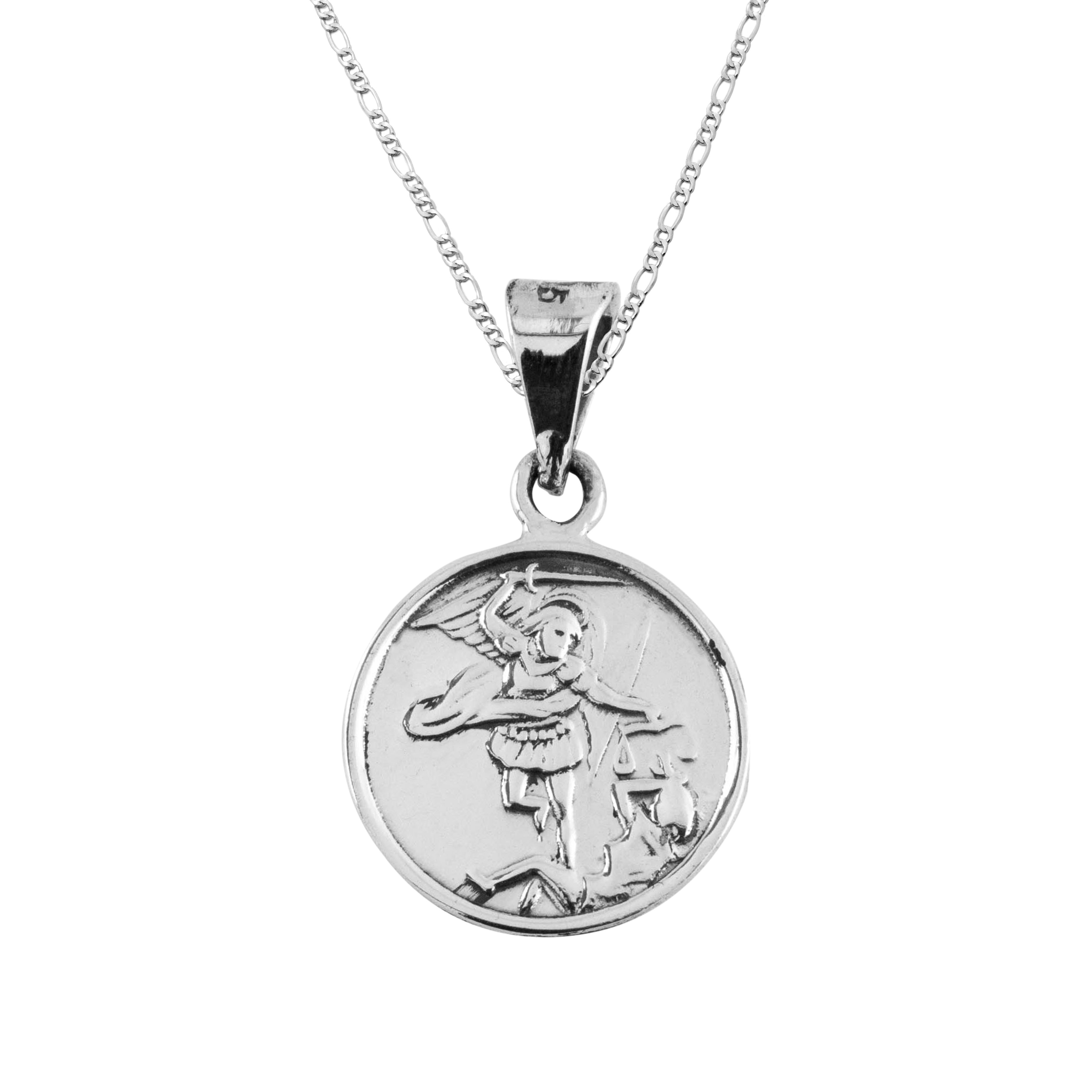 Dije de Plata Medalla de San Miguel Arcangel con cadena