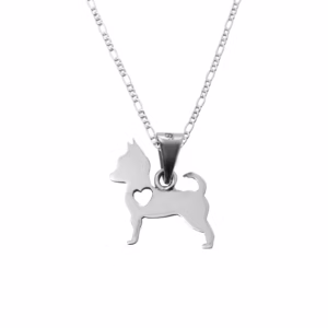 Dije de Plata Perro Chihuahua con cadena