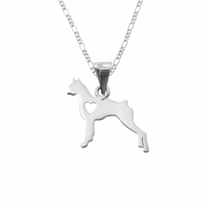 Dije de Plata Perro Doberman con Cadena