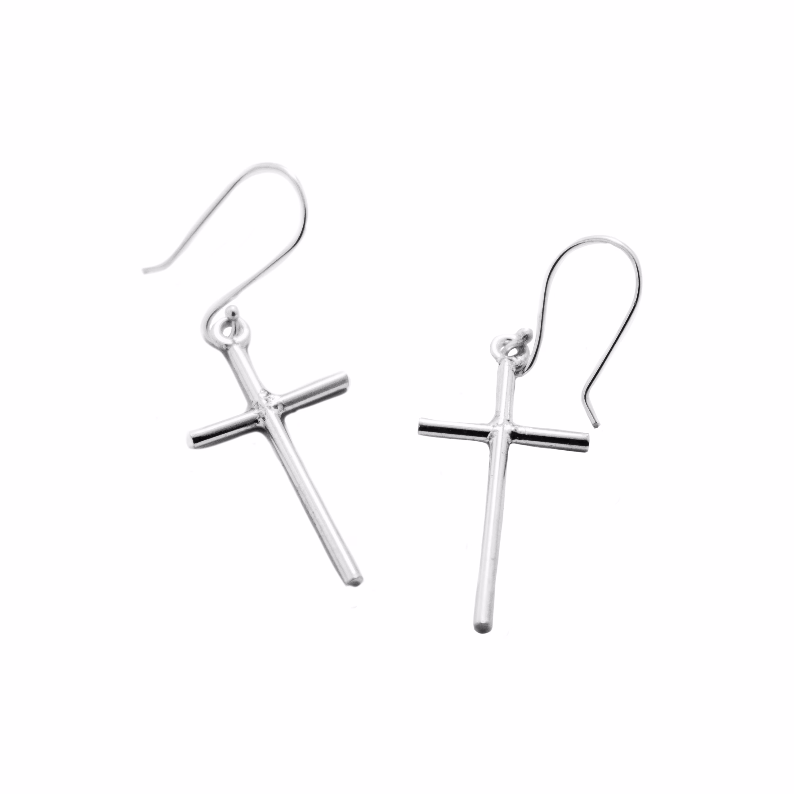 Aretes de Plata Cruz Tubo
