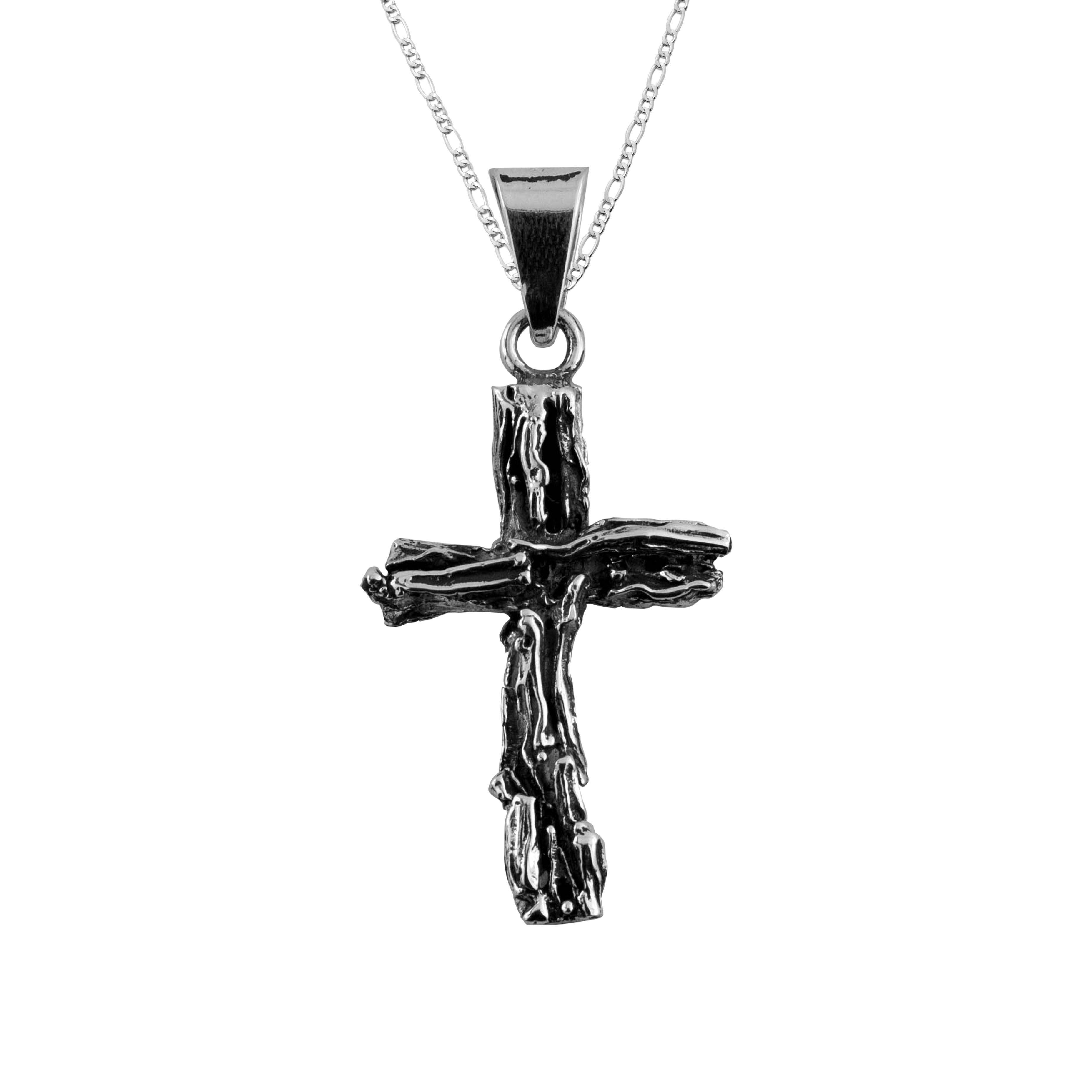 Dije de Plata Cruz Maderos con cadena