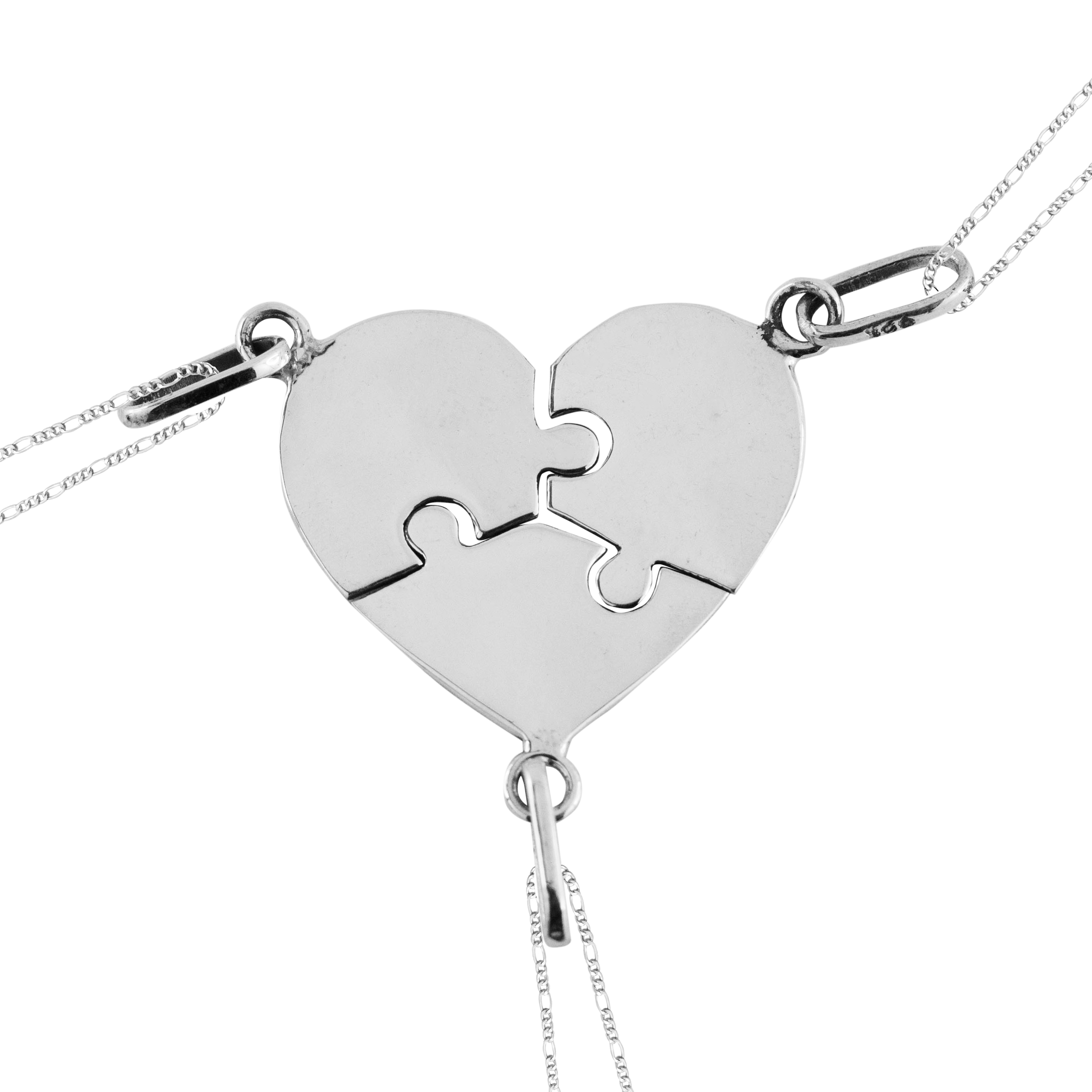 Dije de Plata Corazon 3 Partes con cadenas
