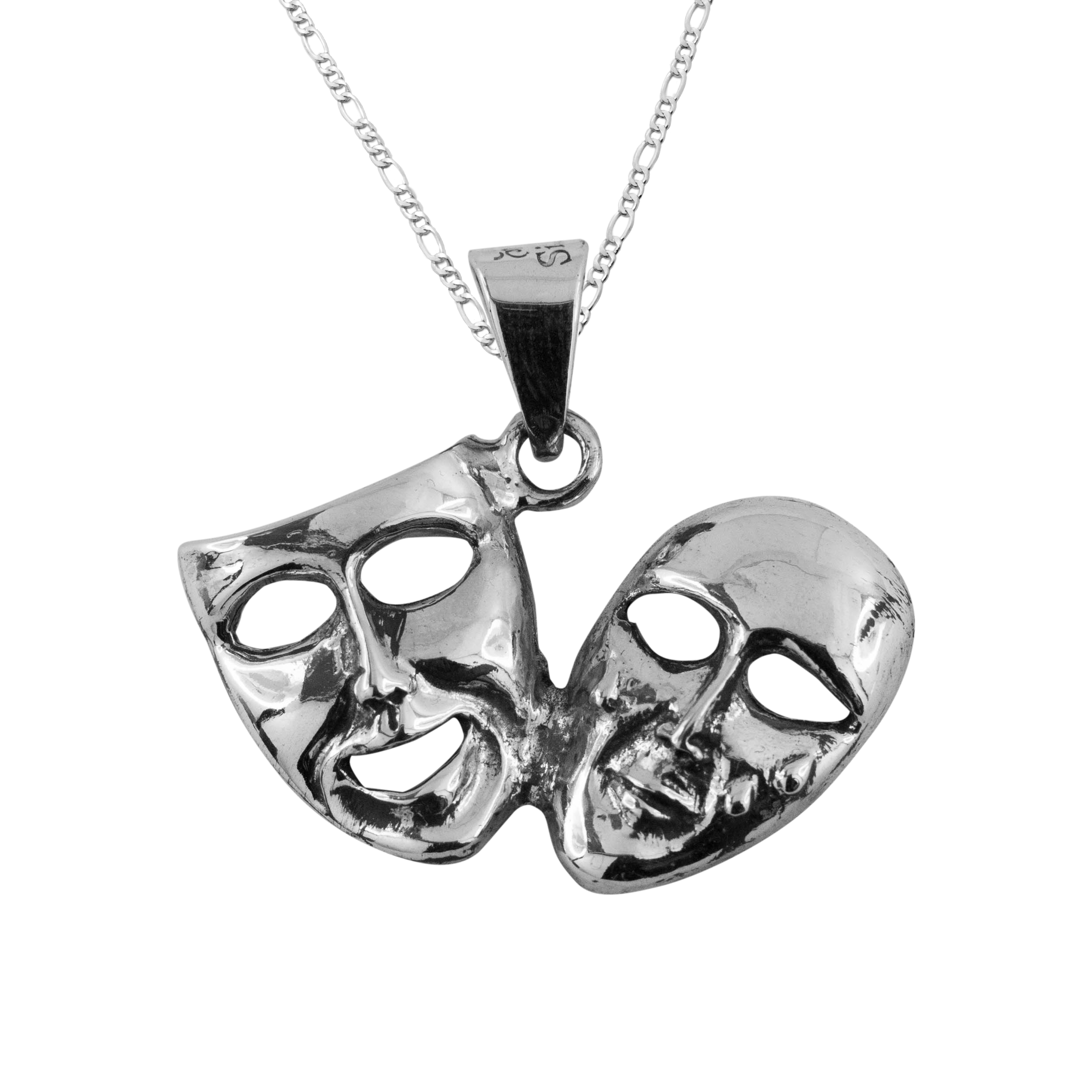 Dije de Plata Lagrimas y Risas Grande con Cadena