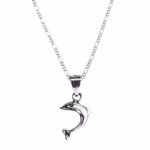 Dije Plata Delfin En Curva Mini Ley .925 con cadena