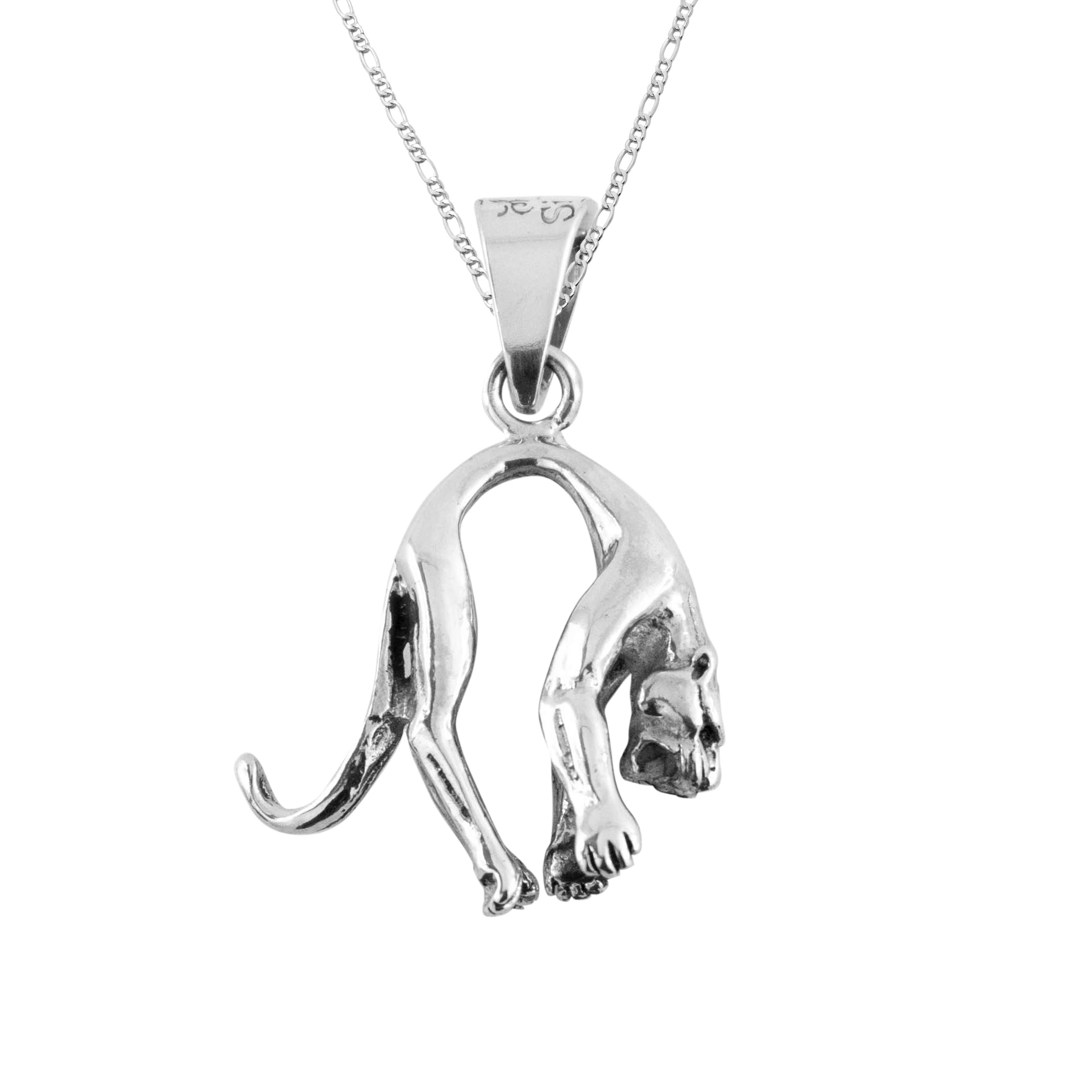 Dije de Plata Pantera Arqueada con cadena