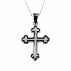 Dije de Plata Cruz Cuatro Treboles con Cadena