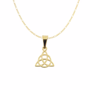 Dije Oro 14 Kilates triqueta celta mini con cadena alternada 50cm