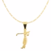 Dije De Oro 14 Kilates Golfista Golf Y Cadena Alternada 50cm