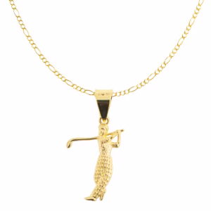 Dije De Oro 14 Kilates Golfista Golf Y Cadena Alternada 50cm