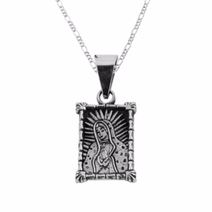 Dije de Plata Virgen de Guadalupe en Cuadro con cadena