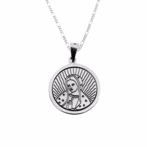 Dije de Plata Virgen de Guadalupe Circular con cadena