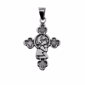 Dije de Plata .925 Cruz de Niña Rezando