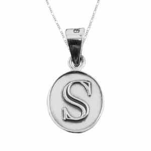Dije de Plata Letra S en Ovalo con cadena