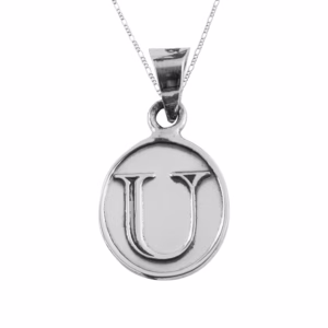 Dije de Plata Letra U en Ovalo con cadena