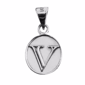 Dije de Plata Letra V en Ovalo
