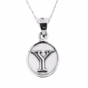 Dije de Plata Letra Y en Ovalo con cadena