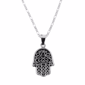 Dije de Plata Mano de Fatima Grande con Cadena