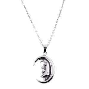 Dije Plata 925 media luna grande con cadena