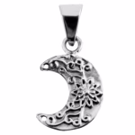 Dije Plata 925 Media Luna Floreal con cadena - Imagen 2