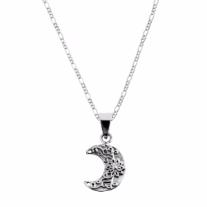 Dije Plata 925 Media Luna Floreal con cadena