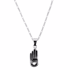 Dije Plata 925 Simbolo Mano 4 Dedos con cadena